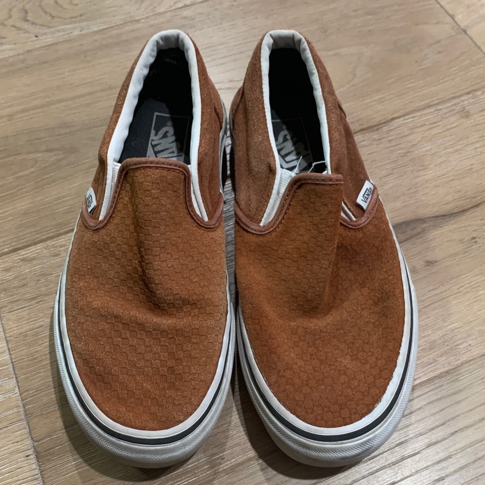 Brown suede slip on vans